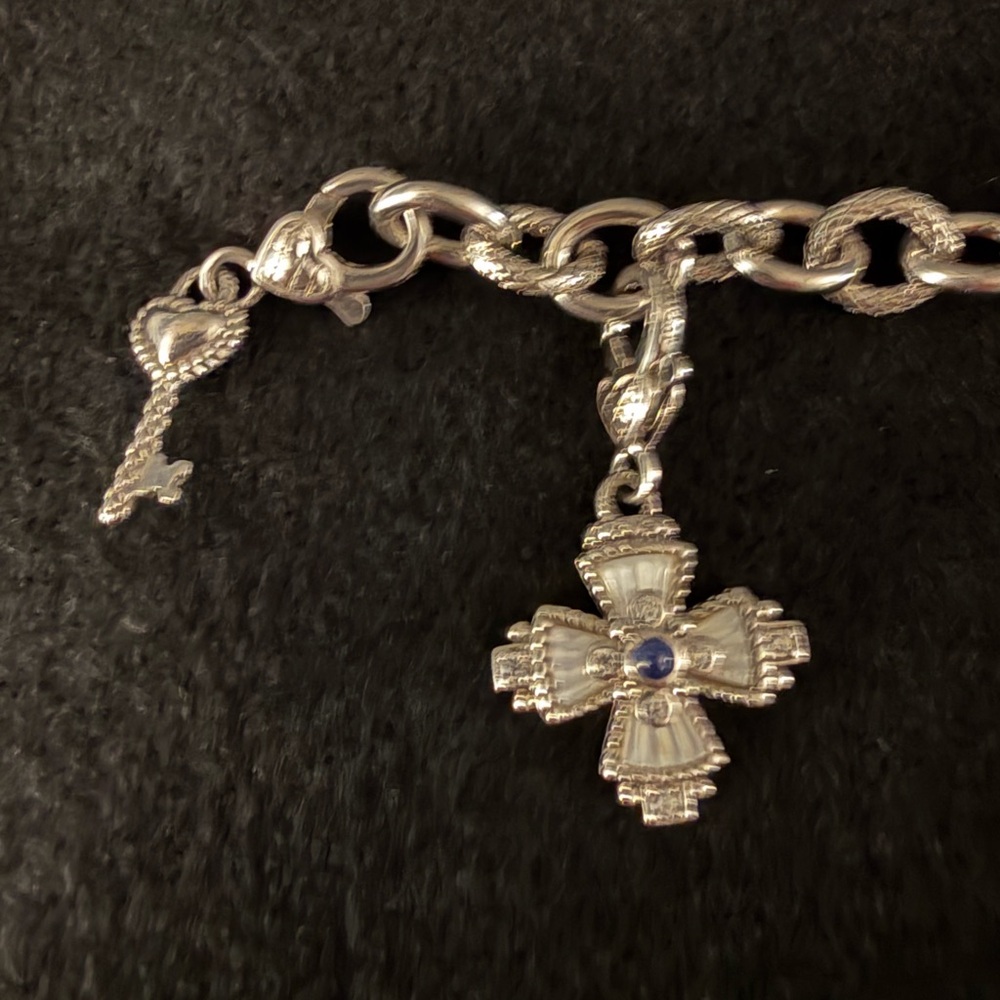 Judith Ripka Key To My Heart Sterling Silver Charm Bracelet - Picture 5 of 6